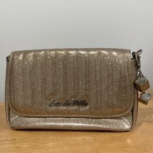 ✨ Lux De Ville Gold Glitter Sparkle Handbag with Dice ✨ Vintage Pinup Girl Retro